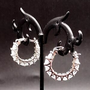 925 Silver Plated CZ Diamonds Hoop Earrings Lever Back Womens Birthday Gift